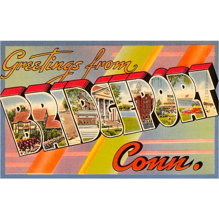 Tarjeta postal CT-33 Saludos desde Bridgeport para venta al por mayor de Found Image Press