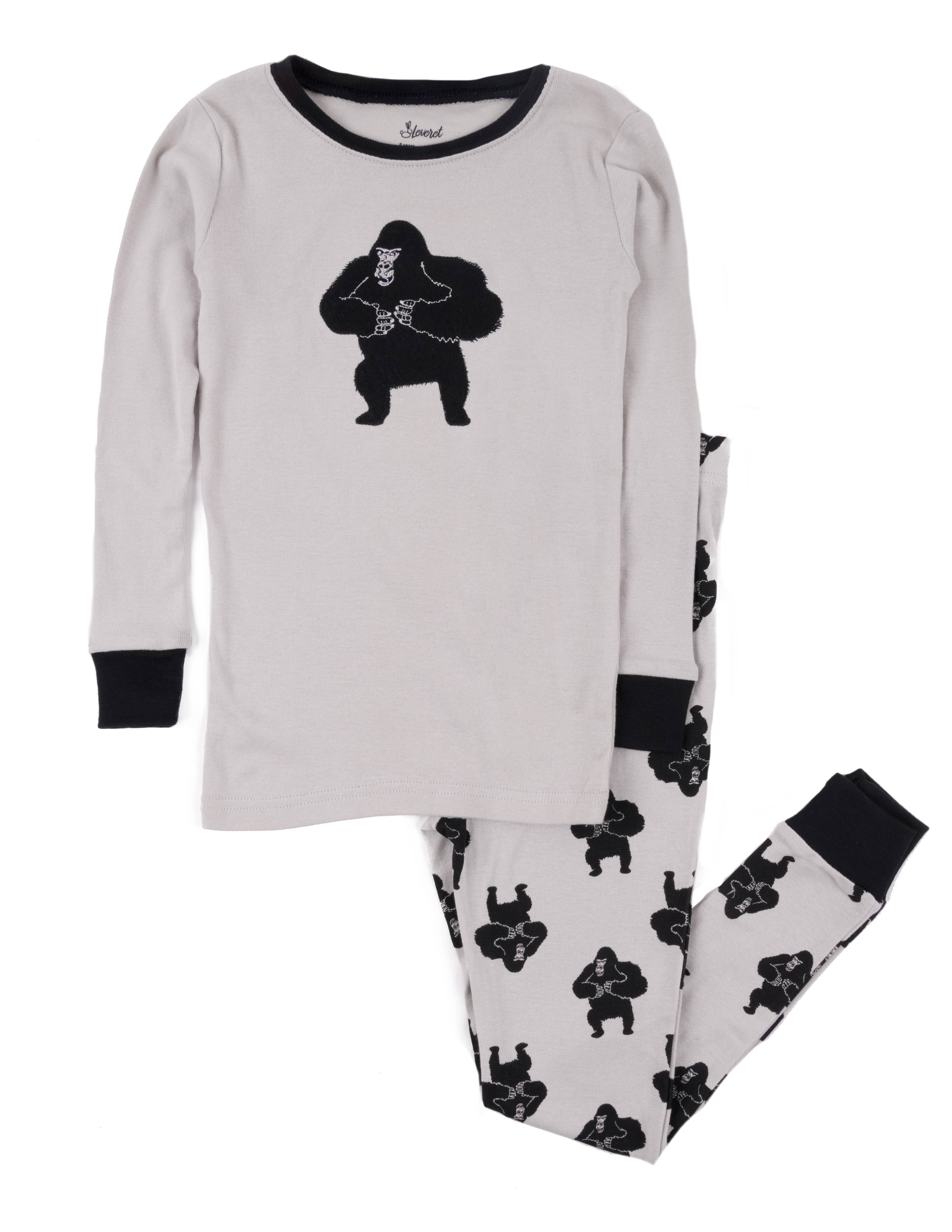 Leveret Pajamas - Wholesale Sleepwear Set - Kids - Kids Two Piece Cotton Pajamas Print Animals9