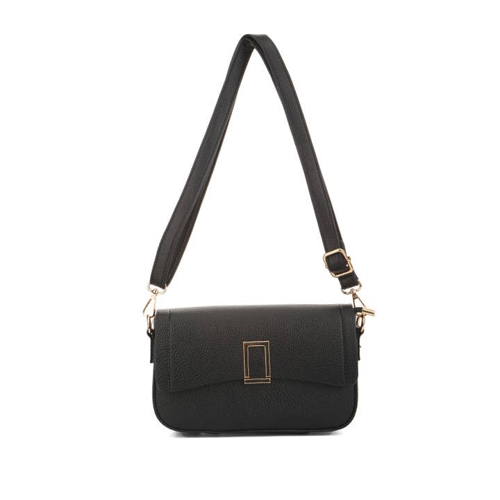 D890-Crossbody håndtaske med rektangulært spænde i guldfarve for engroshandel hos Papaya Fashion Ltd