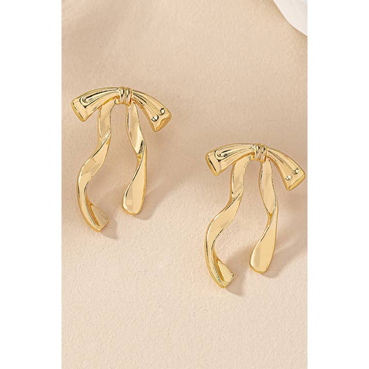As shown Valentine Bow Knot Plated Alloy Stud Earrings for wholesale on Faire