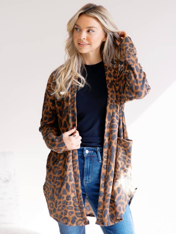 Brown Sugar Spots Cardigan for wholesale by Boutique Simplifed