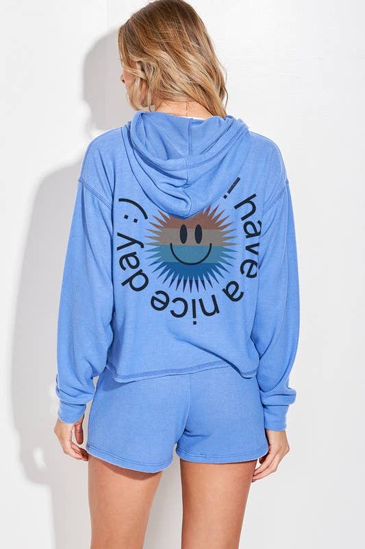 Peace Love Line - Wholesale Lounge Set - Women's - RAINBOW SMILE PRINT HOODIE AND SHORTS SET8