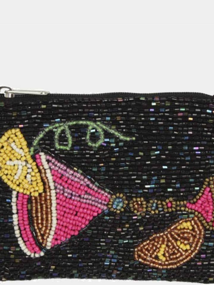 COCKTAIL DRINK BLACK DESIGN SEED BEAD ZIPPER BAG HD-00239 for wholesale by anbfashion