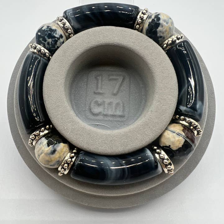 Brazalete de Acrílico con Piedras Preciosas/Mármol Negro, Ágata Petardo para venta al por mayor de Ritzy Roxx