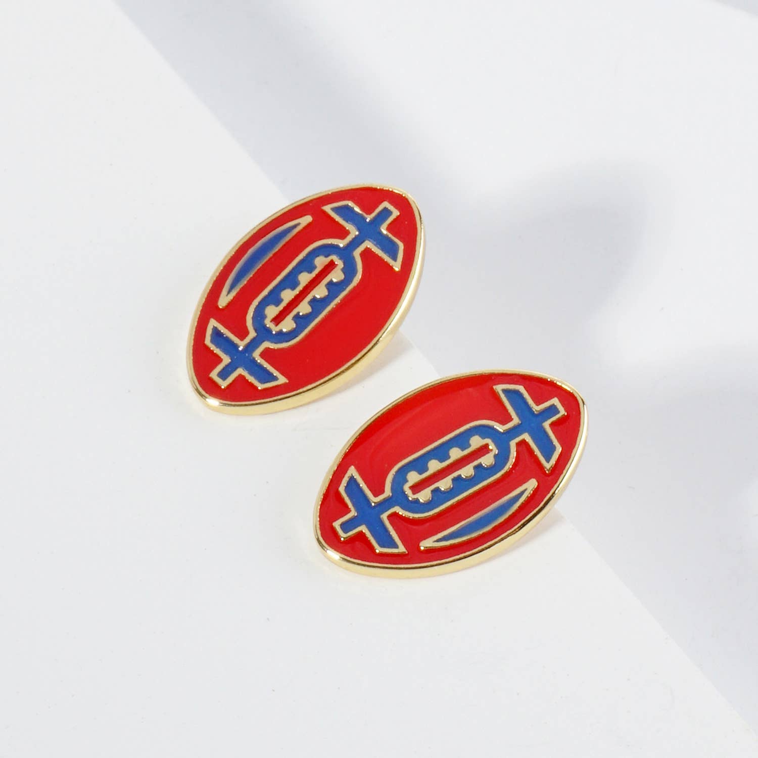 Lou & Co - Wholesale Stud/Post Earrings - Enamel Football Stud Earrings32