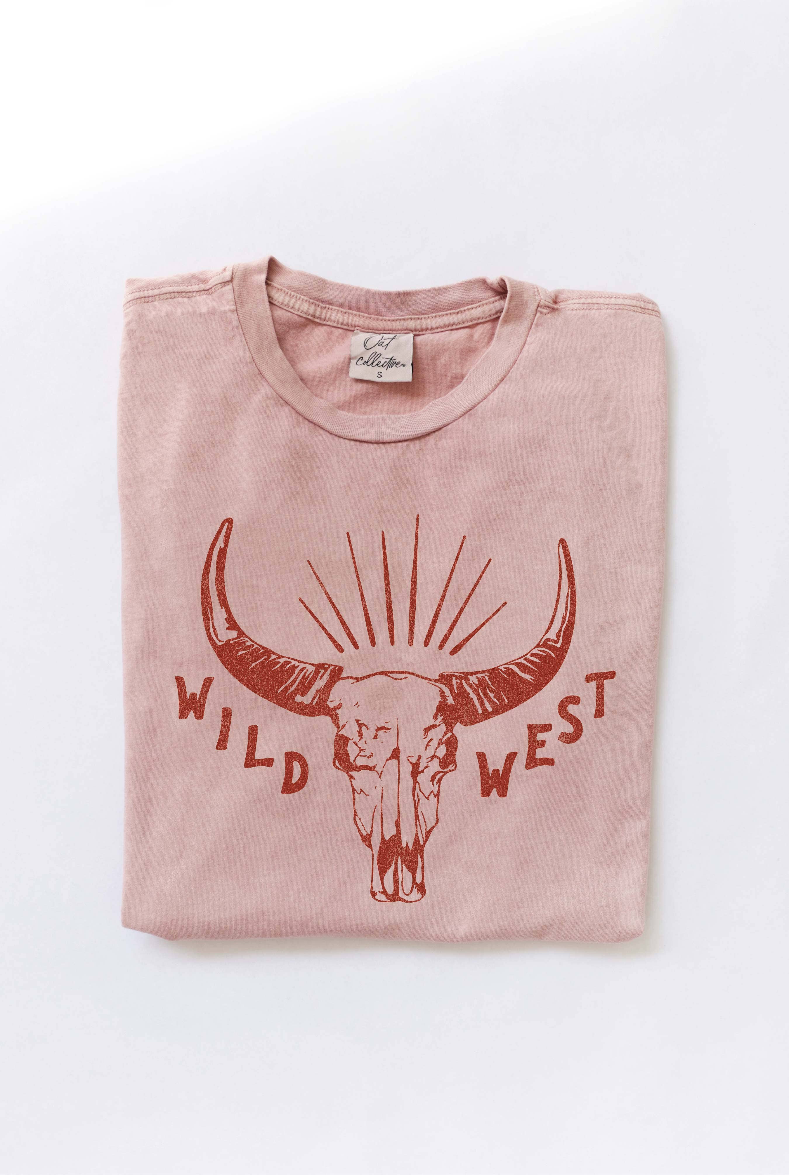 OAT COLLECTIVE - Wholesale Screen Printed T-Shirt - Women's - WILD WEST Mineral Washed Graphic Top4