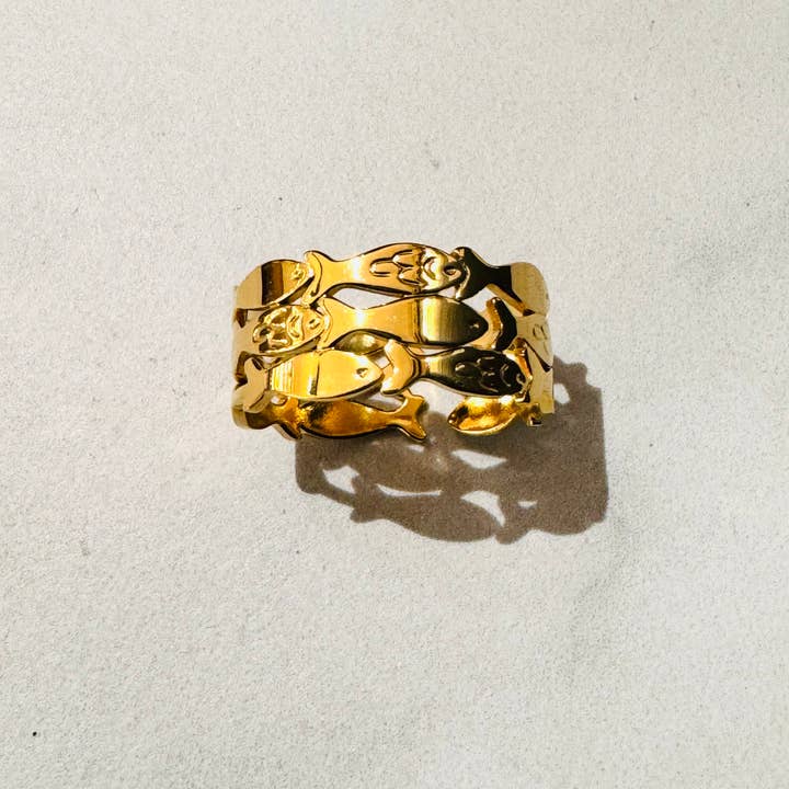 Cassette Barcelona - Wholesale Multi-Finger Ring - Fishes Adjustable Stainless Steel Ring 0