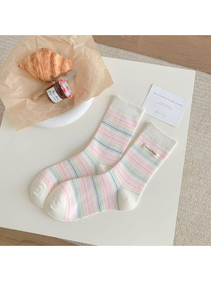 Funkyrel® Atzbranding Limited - Wholesale Socks - Women's - Rufia - Ice Cream Color Mid-Calf Socks2