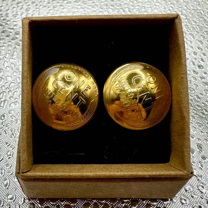 Mountainstruck Coin Rings and Jewelry - Wholesale Cufflinks - 24k Gold Plate U.S. Wheat Penny Coin Cufflinks