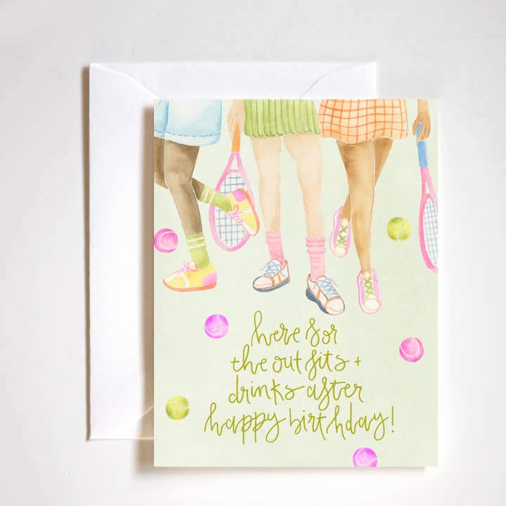 Tennis era birthday card for wholesale by Stephanie Tara Stationery