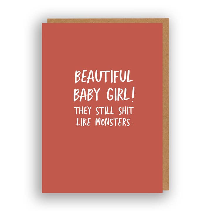 Baby Girl Monster - New Baby Card for wholesale by The Sweary Card Co