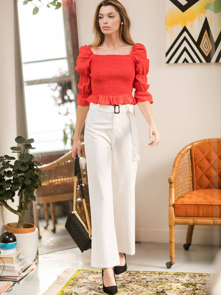 Belted high waist straight pants for wholesale by épisode