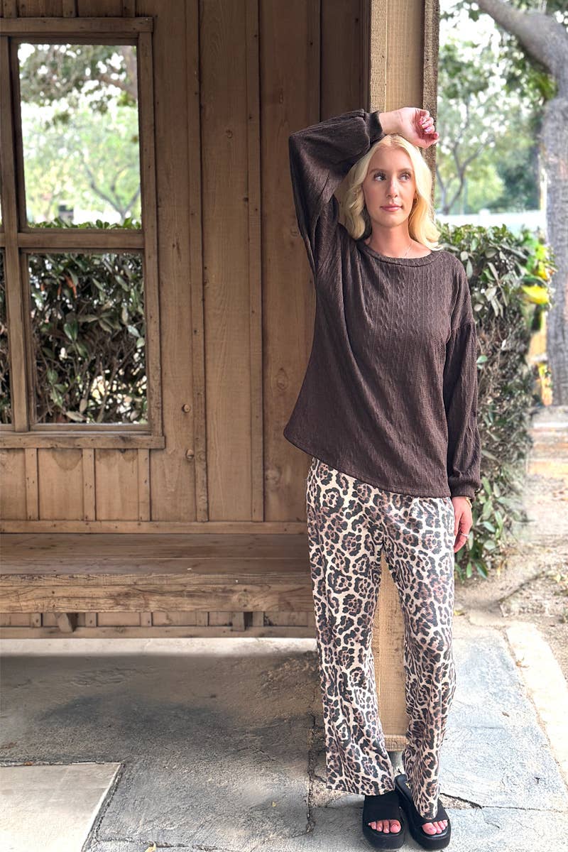 24-Hrs Fashion - Wholesale Pants - Women's - Leopard Print Pants With Side Pockets 0