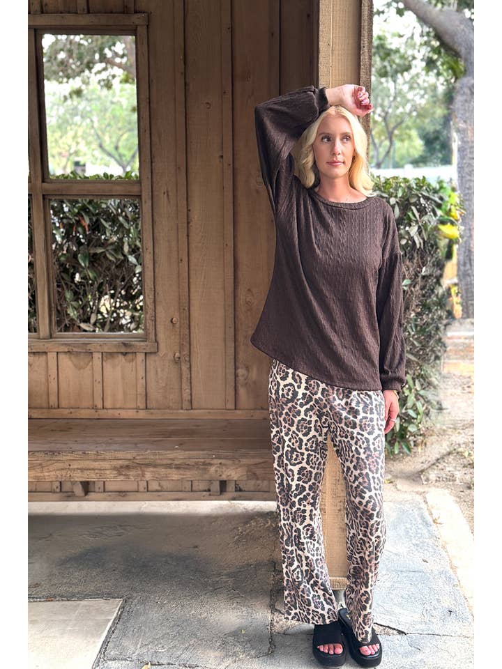 24-Hrs Fashion - Wholesale Pants - Women's - Leopard Print Pants With Side Pockets