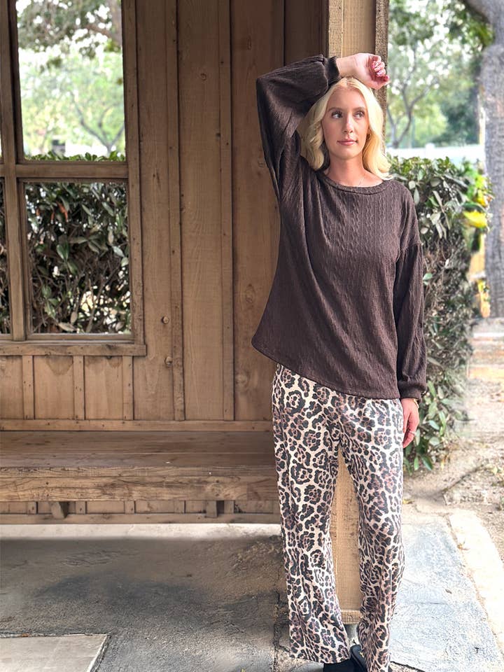 Leopard Print Pants With Side Pockets for wholesale by 24-Hrs Fashion