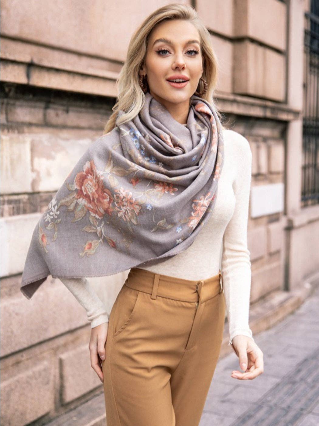 Funkyrel® Atzbranding Limited - Vente Écharpe – femme - Scarvii - Écharpe et Châle d'Hiver à Imprimé Floral Vintage8