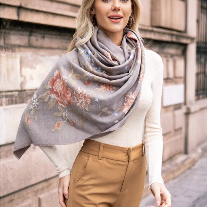 Funkyrel® Atzbranding Limited - Vendita all'ingrosso Sciarpa - Donna - Scarvii - Sciarpa e Scialle Invernale con Stampa Floreale Vintage4