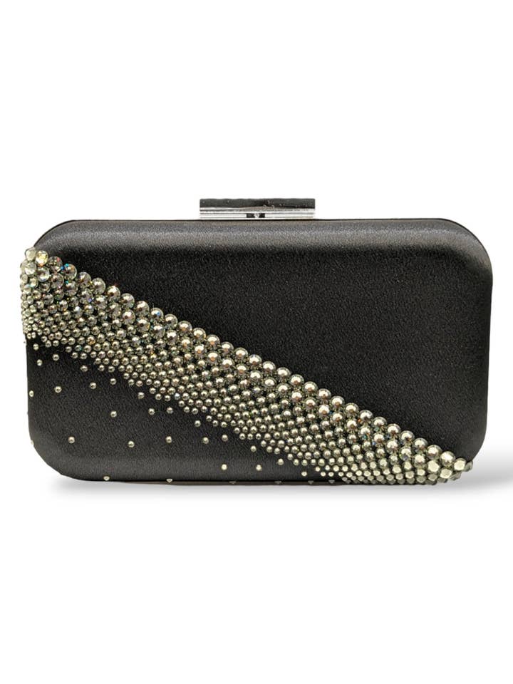 Onyx Zwarte Kristallen Diagonale Clutch voor wholesale door Ariel Taub