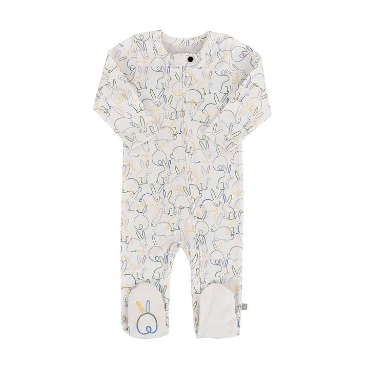 baby organic footie | bunnies for wholesale by Finn + Emma