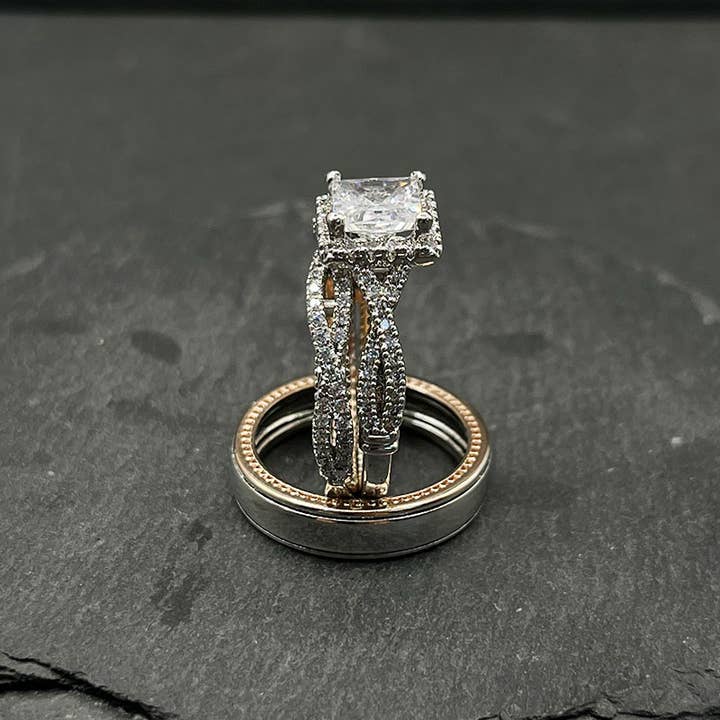 GemMeet - Wholesale Multi-Stone Ring - Prince Rose Couple Ring Set1