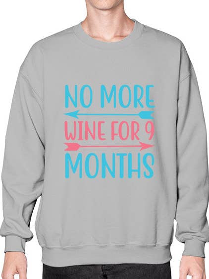 Sem mais vinho por meses 1435# - vinho - Sweatshirt - Crew por atacado de tshirt unlimited