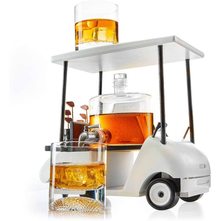 The Wine Savant / Khen Glassware - Wholesale Decanter - Golf Cart Whiskey Decanter & Ball Glasses