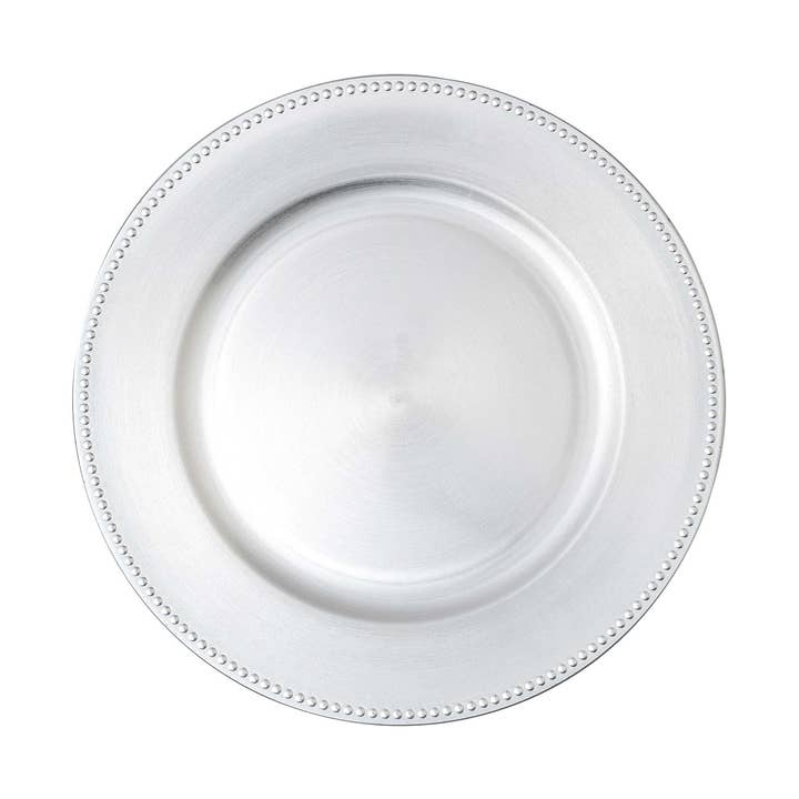 Beaded Edge Plastic Charger Plate 13" - Silver for wholesale by Portofino International Trading, USA