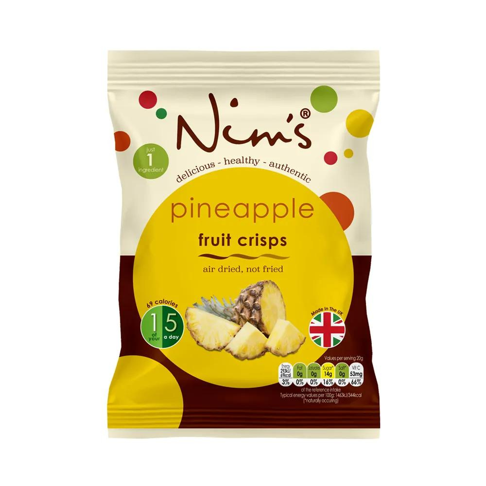 Nims Fruit Crisps – wholesale Dried/dehydrated fruit – Nim's Pineapple Crisps - Multipack Box of 12X20g1