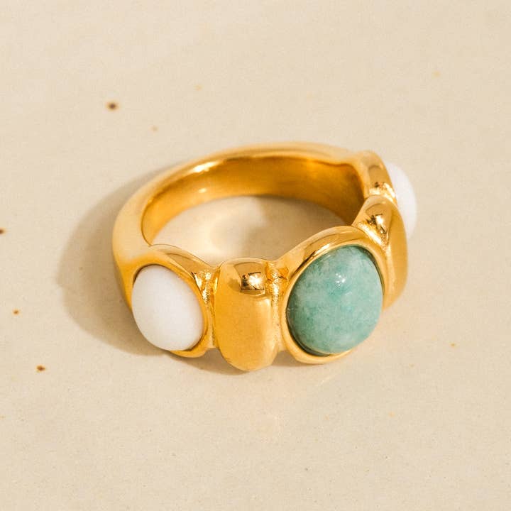 Blue Laurent 18K Gold Non-Tarnish Natural Stone Ring for wholesale on Faire