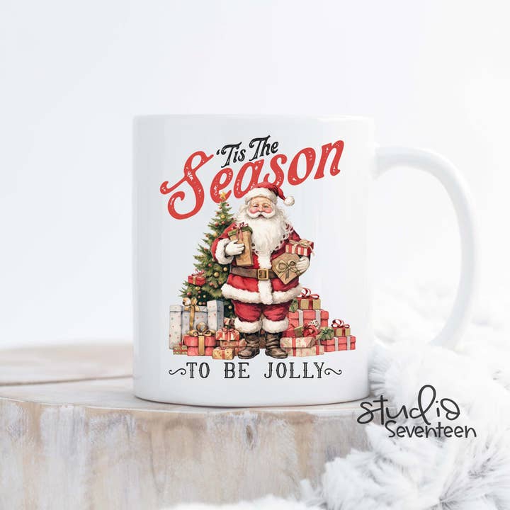 Studio Seventeen - Wholesale Coffee Mug - Tis The Season To Be Jolly Coffee Mug with Vintage Santa3