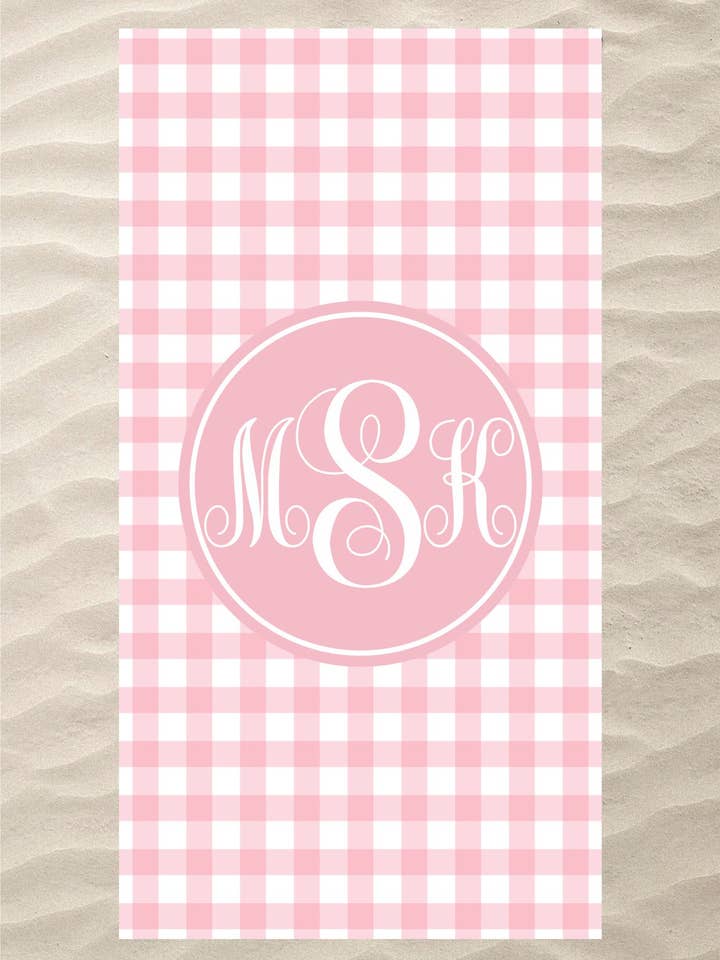 Pink Gingham Beach Towel (BTOWEL1060) for wholesale by Hustle+Heart