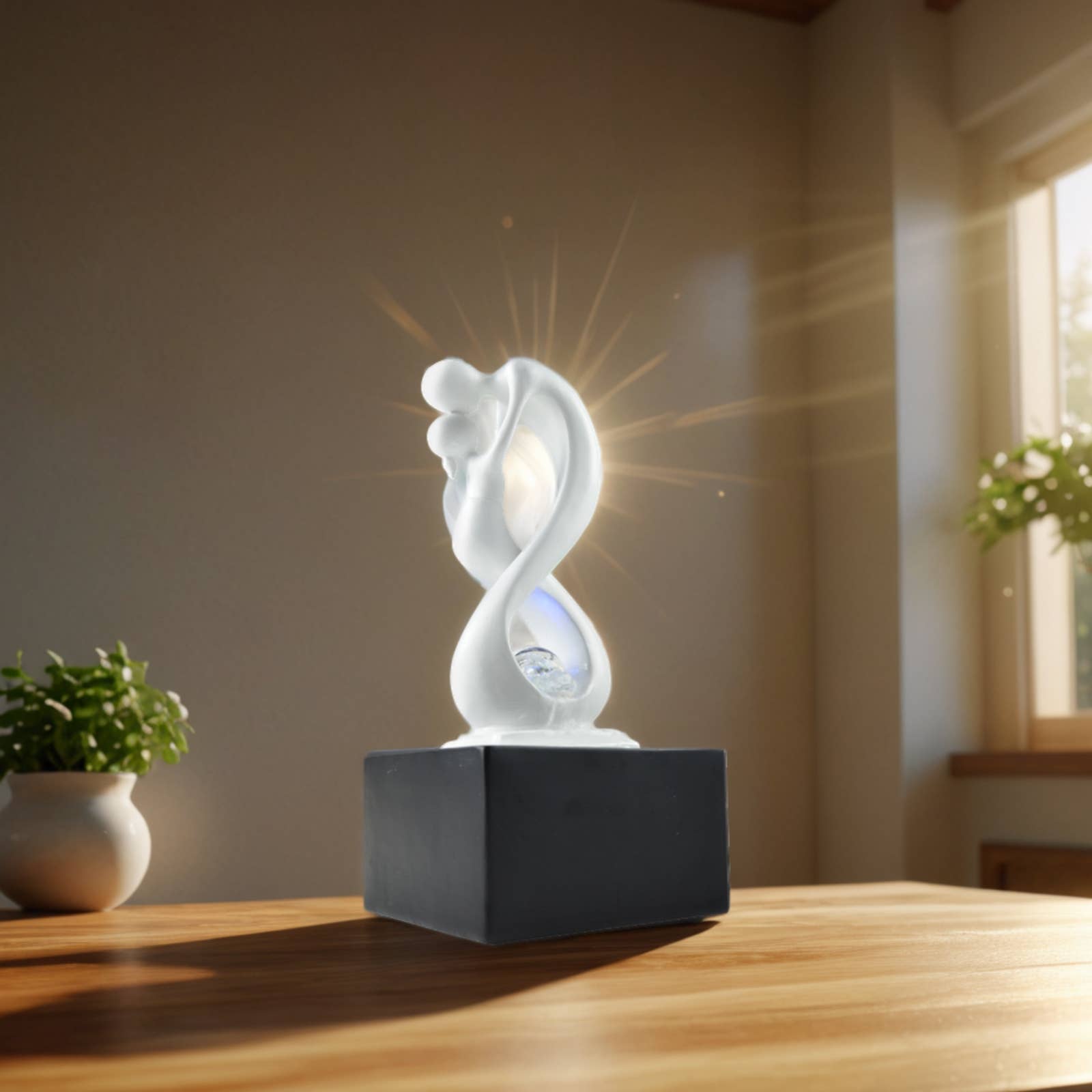 Zen'Arôme – Engroshandel Løber til kaminhylde – Moderne indendørs fontæne Amor i sort og hvid – gaveidé6