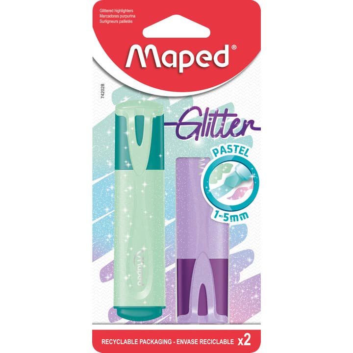 Lot de 2 surligneurs à paillettes pastel classiques Fluo Peps pour la vente par Janod