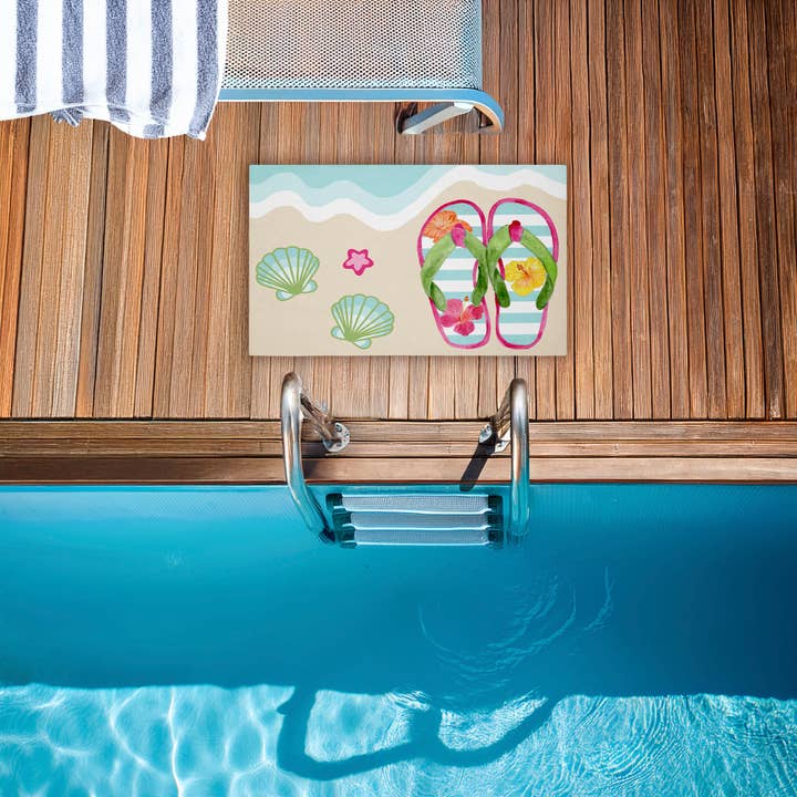 Stupell Industries - Wholesale Door mat - Flip Flops on Beach Shore Door Mat, 18x304