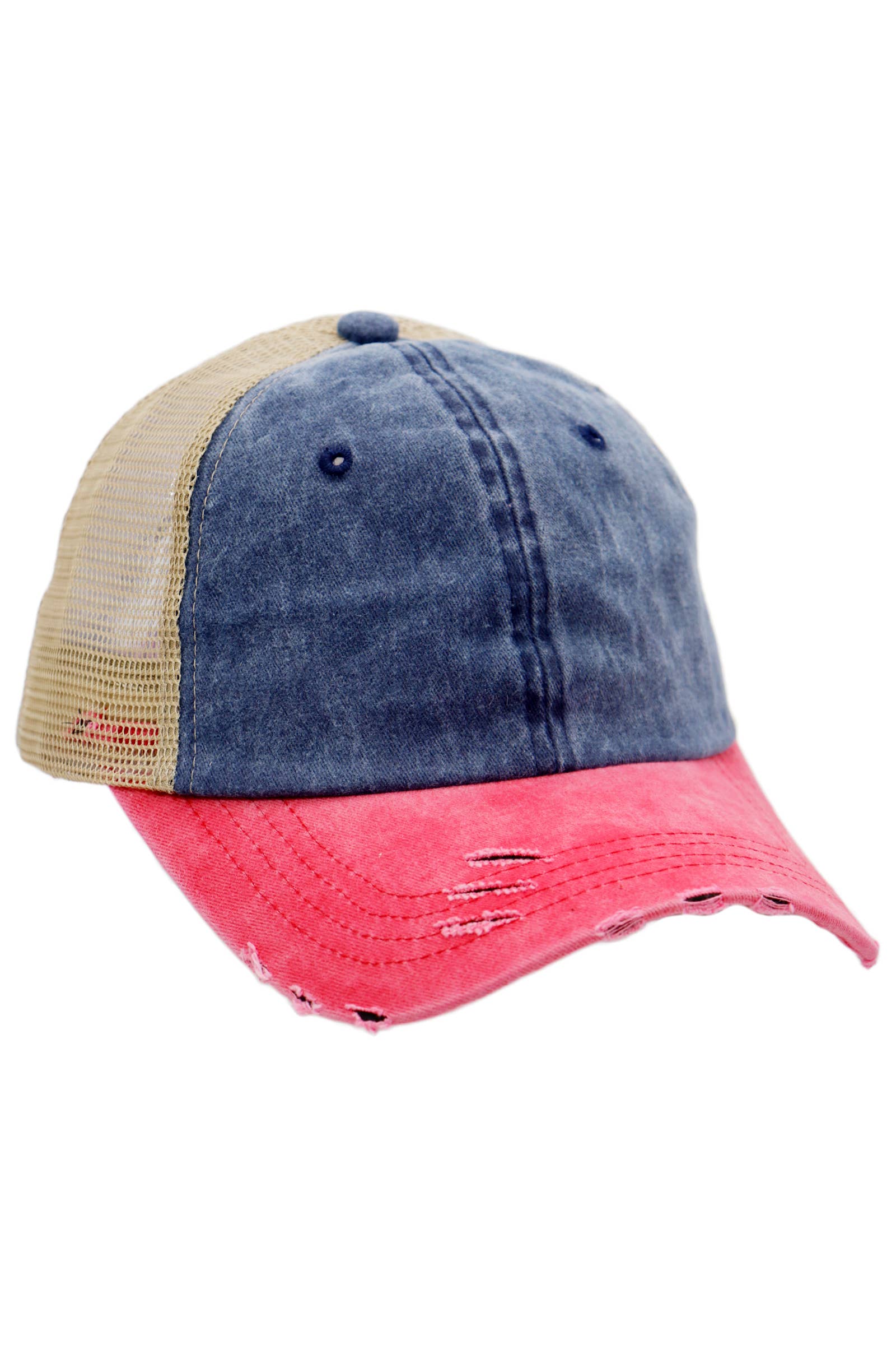 Cap Zone - Wholesale Trucker Hat - Unisex - Three Tone Distressed Pigmented Cotton Trucker Hat5