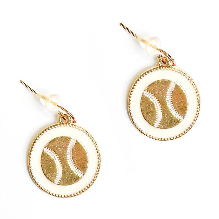 White Baseball Earrings for wholesale by Viv&Lou