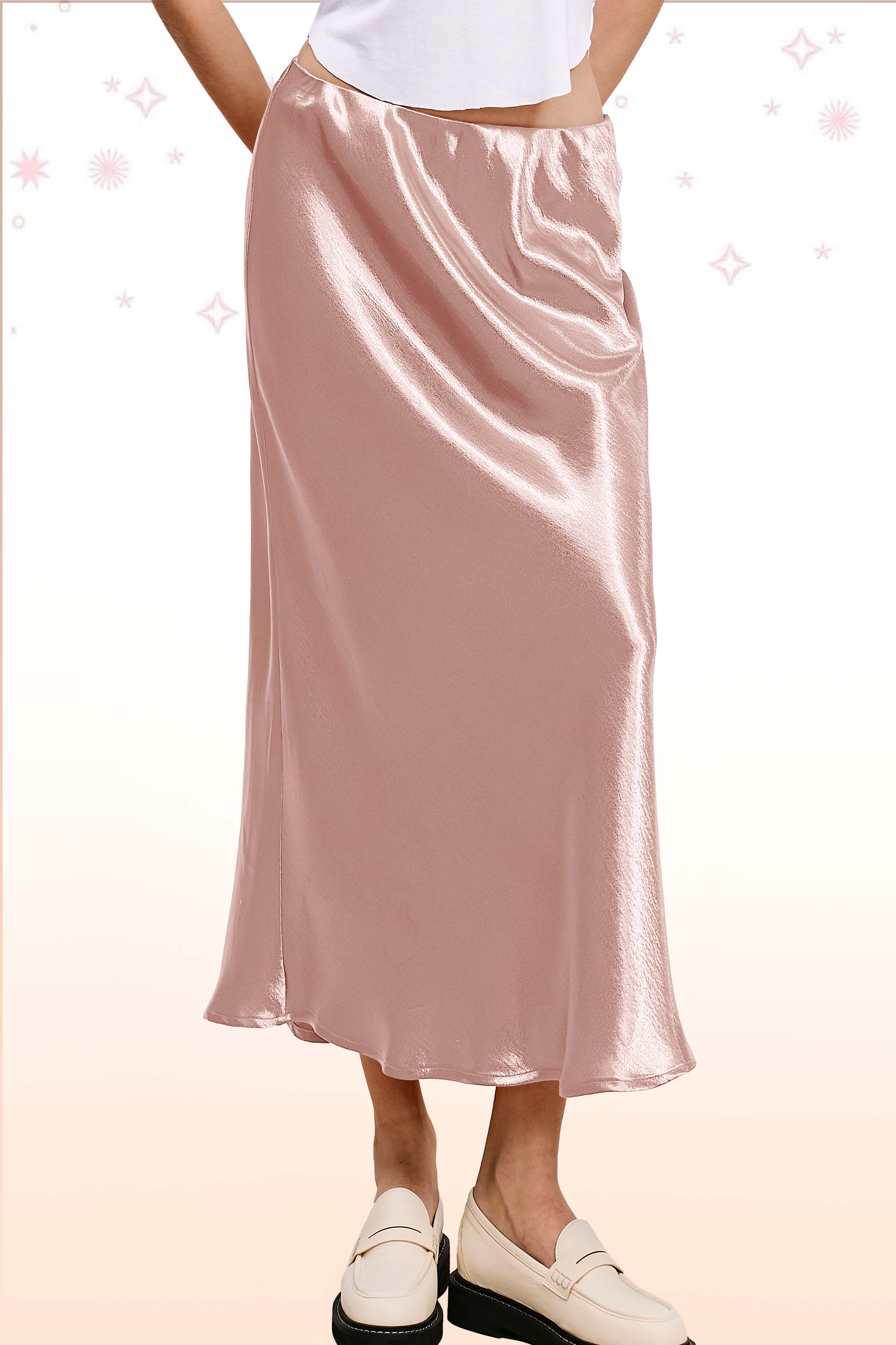 La Miel - Wholesale Skirt - Women's - JDP4232-Dressy Satin Long Panel Silhouette Skirt10