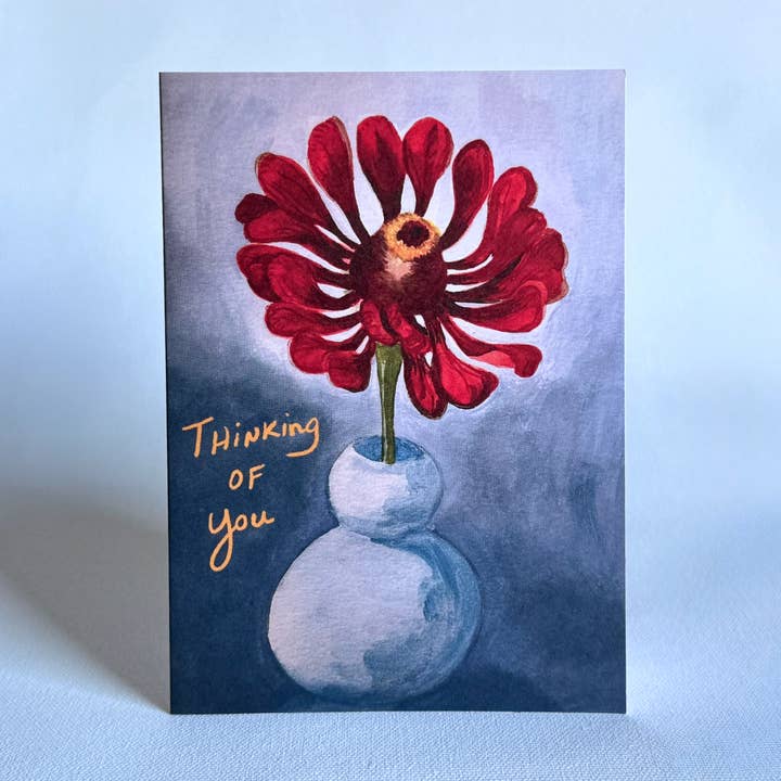 'Thinking of You' Illustrated Greeting Card A6 for wholesale by Ferry Kiss Studio