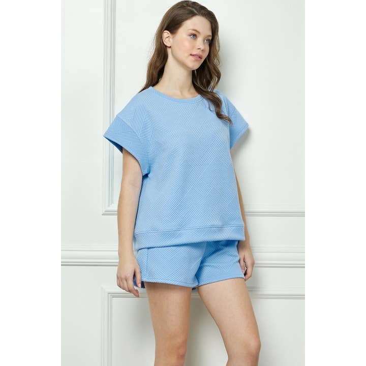Veveret – Großhandel Strickoberteil – Damen – Gemustertes French-Terry-Kurzarmshirt2