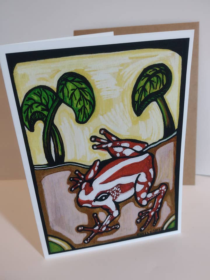 Blank Greeting Card- Animal Series-Phantasmal Poison Frog for wholesale by Laura Noel Art and Music