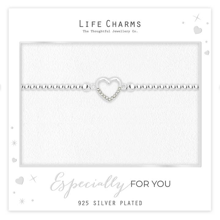 Silver Crystal Heart Beaded Bracelet for wholesale by Life Charms