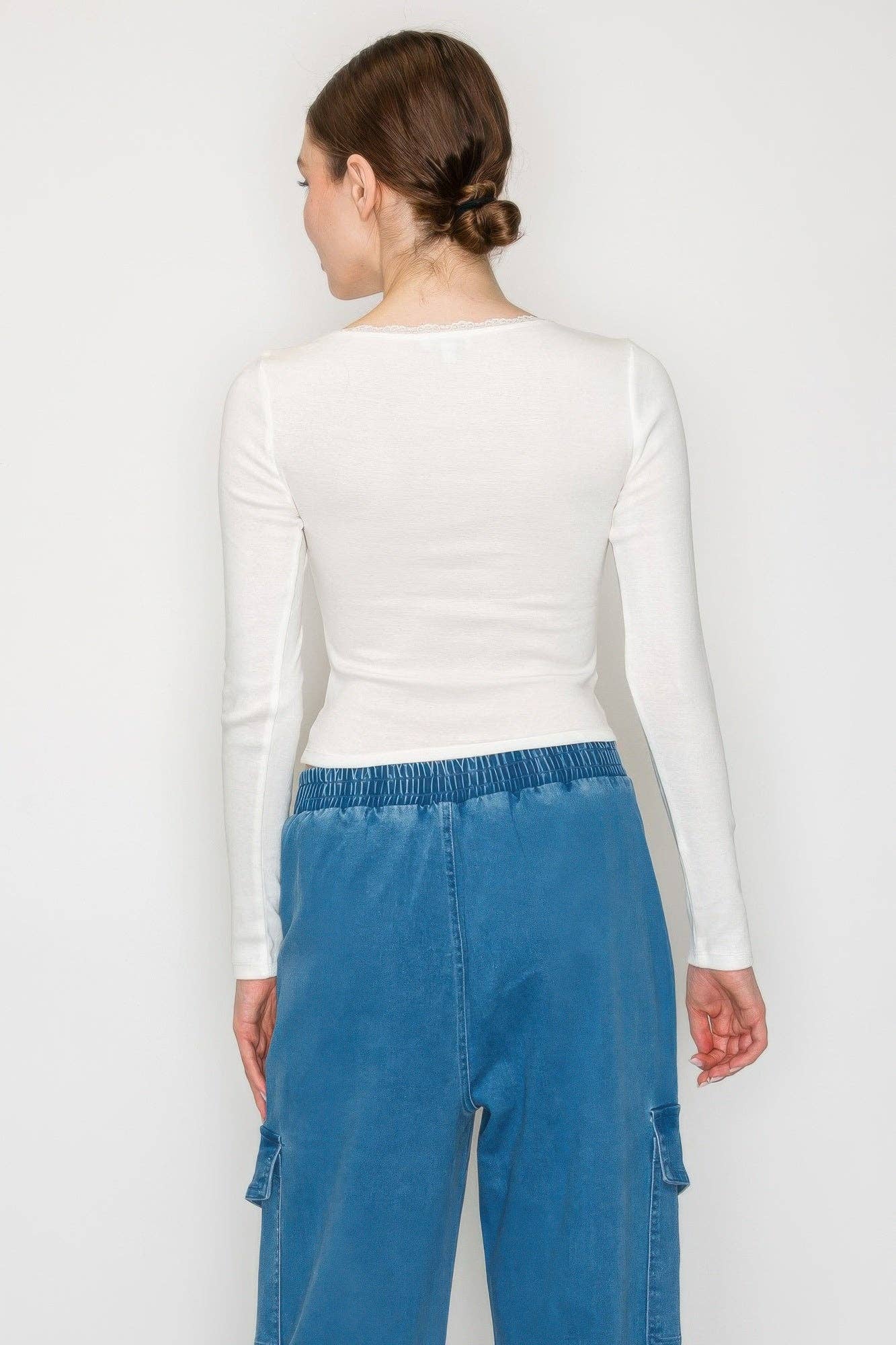 CC Wholesale Clothing - Wholesale Knit Top - Women's - Lace Trim Square Long Sleeve Top15