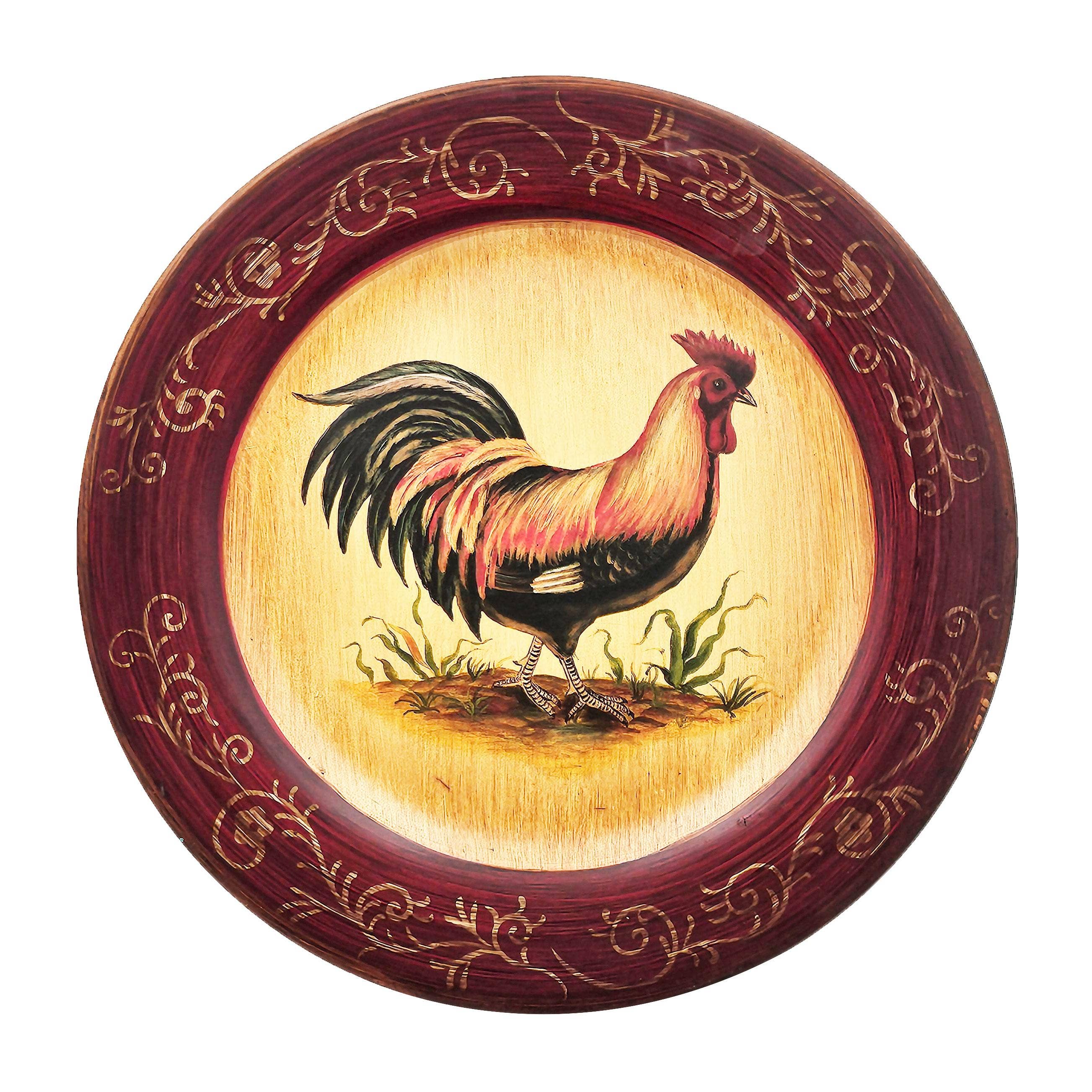 A&B Home Group Inc. – wholesale Decorative plate/dish/bowl – D10'' Red Rooster Plate 4 Assortment - Burgandy/Beige4