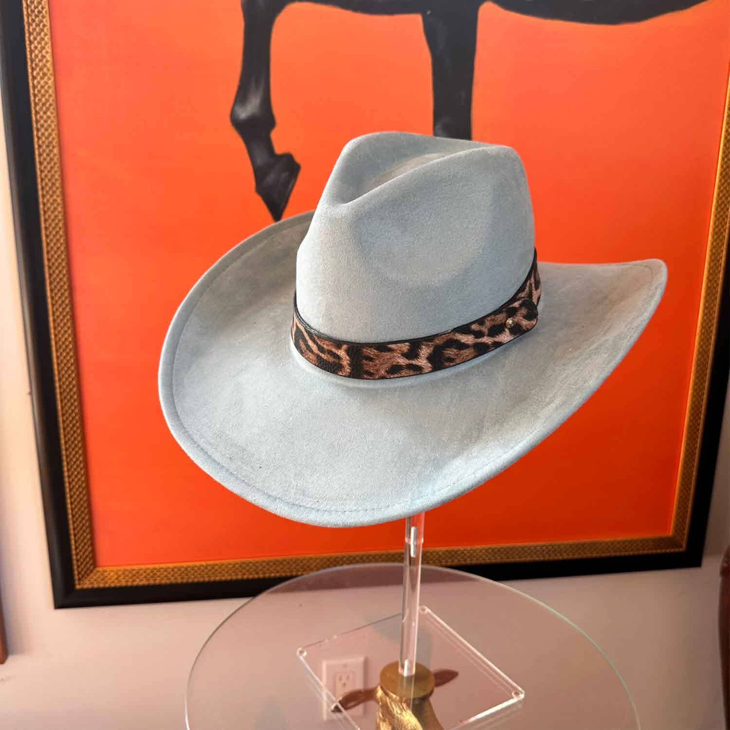 Bella Betty - Wholesale Cowboy Hat - Women's - Fashion Vegan Suede Cowboy hat  W/ Leopard Belt 10