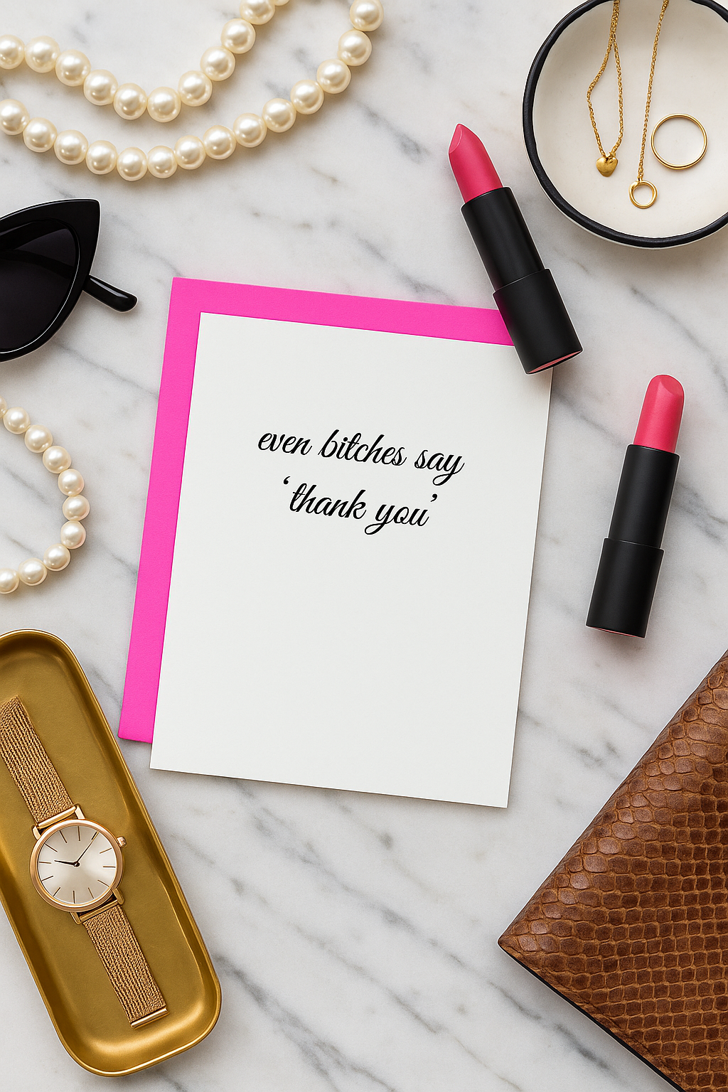 Chez Gagné – wholesale Tackkort – Även Bitches Säger Tack - Tack - Boktryckskort2