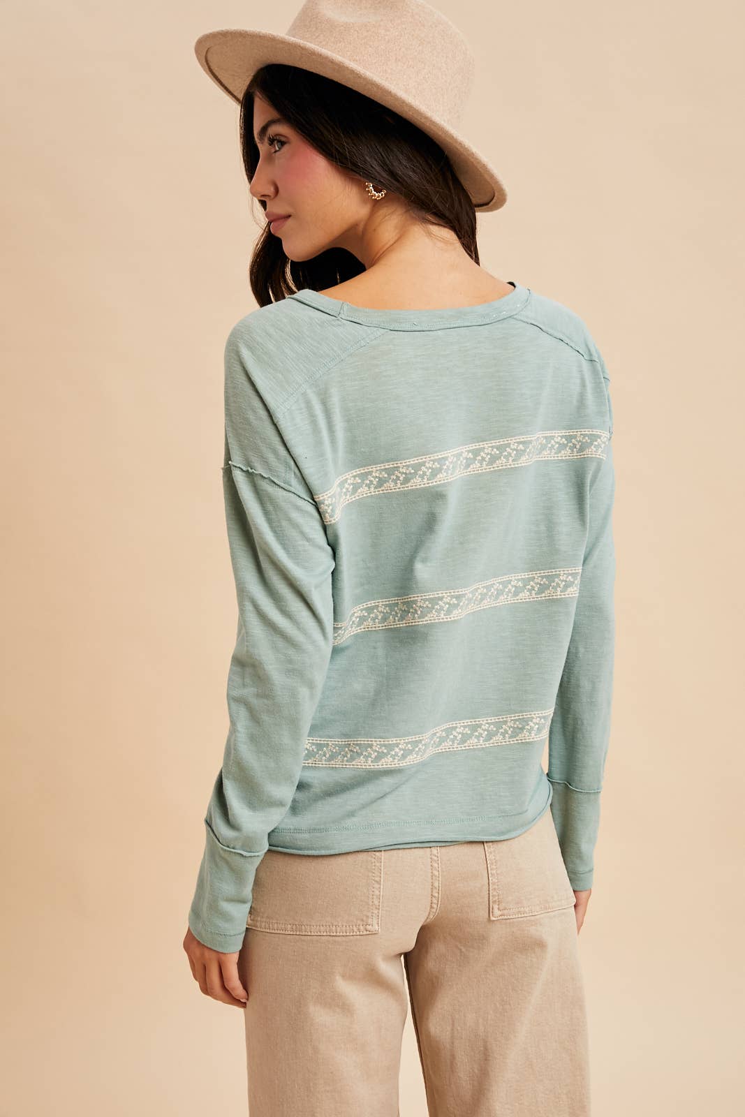 In Loom - Wholesale Blouse - Women's - FLORAL EMBROIDERY STRIPED TEE6