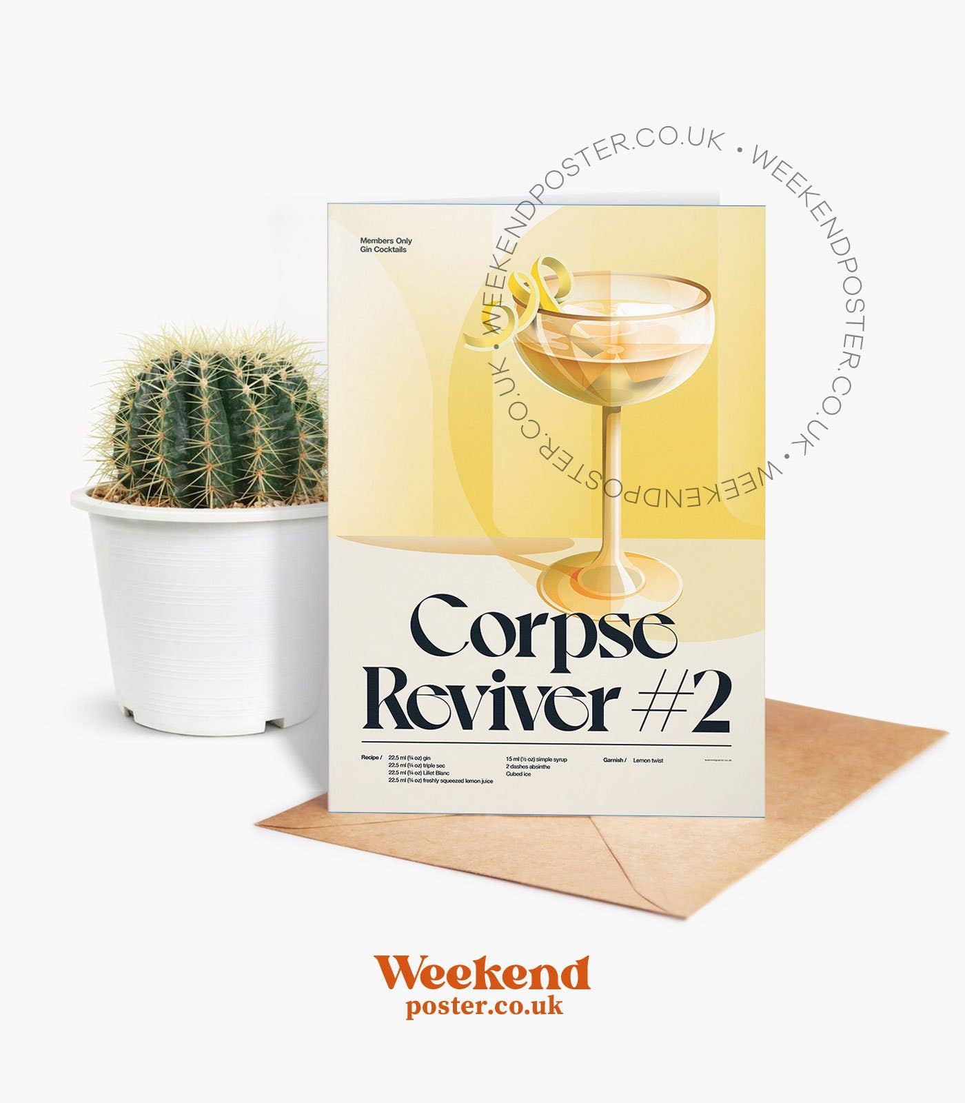 Weekend Concept - Wholesale Everyday Greeting Card - Mid-century retro Corpse Reviver #2 Cocktail greeting card1