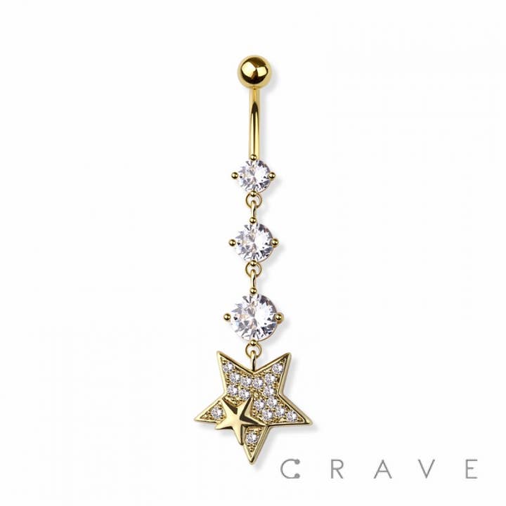 CRAVE - Venta al por mayor Piercings para ombligo - ANILLO PARA OMBLIGO DE ACERO QUIRÚRGICO 316L CON TRIPLE CIRCONITA CÚBICA