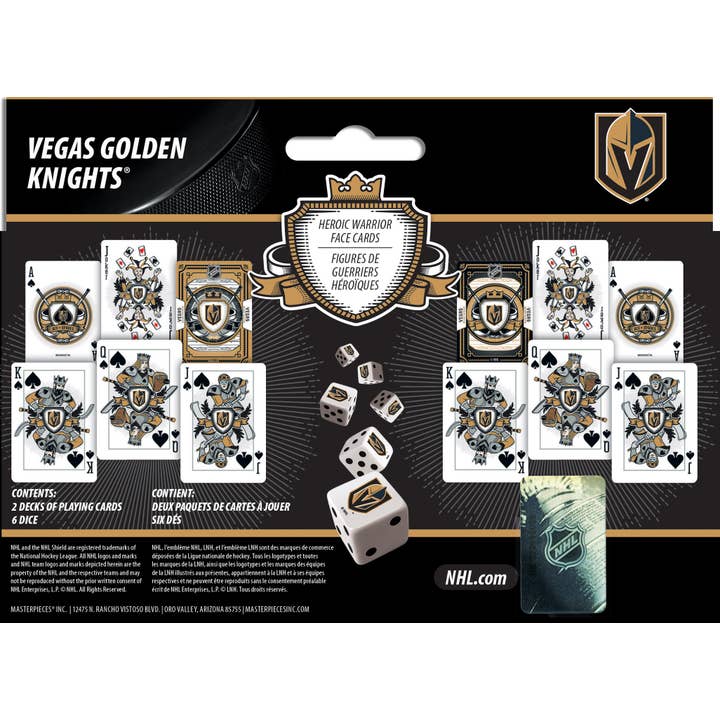Masterpieces Puzzles - Wholesale Playing Cards - Las Vegas Golden Knights - 2-Pack Playing Cards & Dice Set
