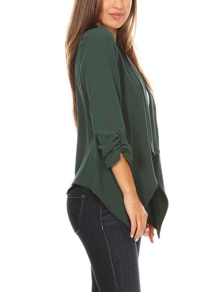 MOA COLLECTION - Wholesale Blazer – Women's - Women's Woven Casual Relaxed Fit Open Front Blazer Jacket4